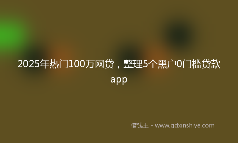 2025年热门100万网贷，整理5个黑户0门槛贷款app