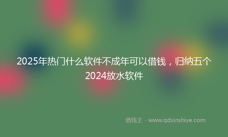 2025年热门什么软件不成年可以借钱，归纳五个2024放水软件