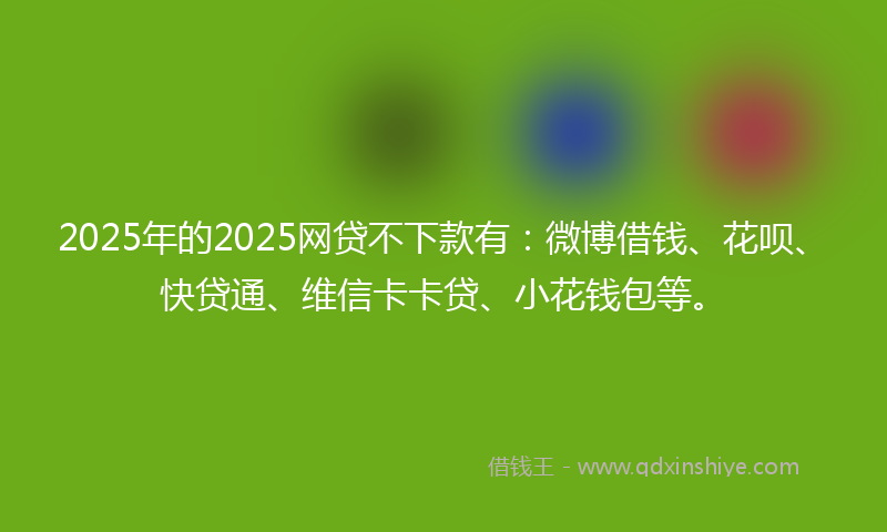 2025年的2025网贷不下款有：微博借钱、花呗、快贷通、维信卡卡贷、小花钱包等。