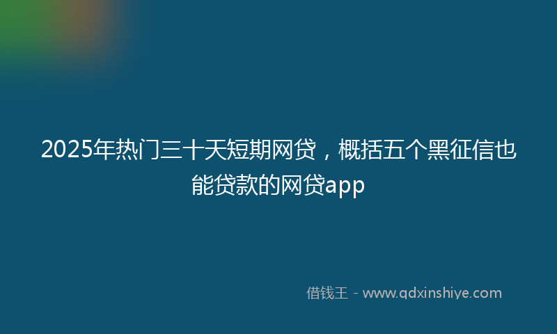 2025年热门三十天短期网贷，概括五个黑征信也能贷款的网贷app