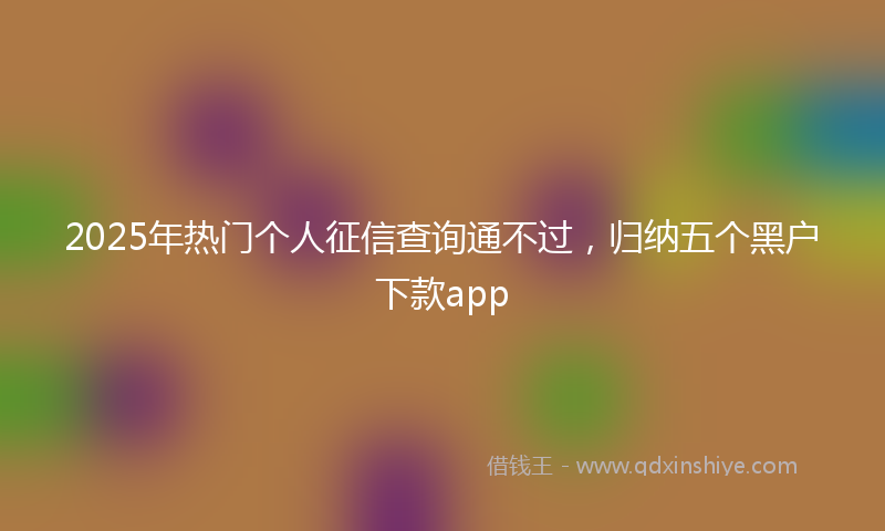 2025年热门个人征信查询通不过，归纳五个黑户下款app