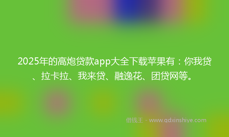 2025年的高炮贷款app大全下载苹果有：你我贷、拉卡拉、我来贷、融逸花、团贷网等。