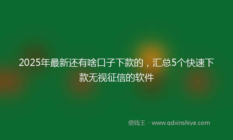 2025年最新还有啥口子下款的，汇总5个快速下款无视征信的软件
