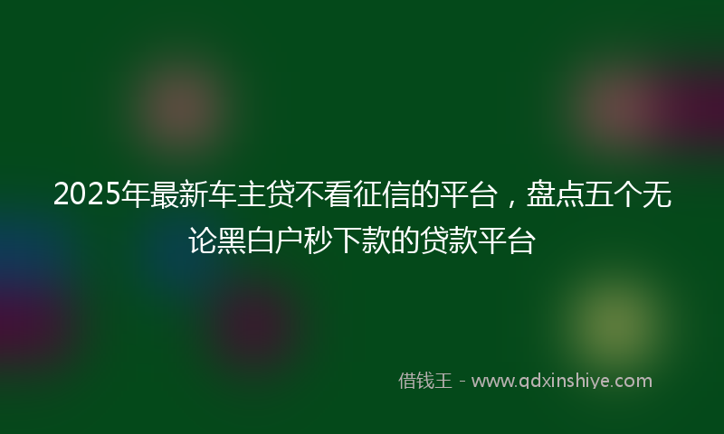 2025年最新车主贷不看征信的平台，盘点五个无论黑白户秒下款的贷款平台