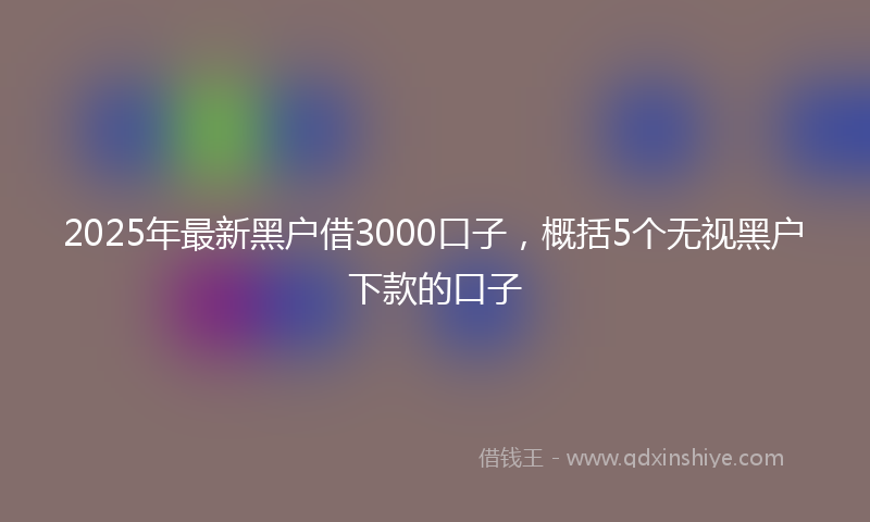 2025年最新黑户借3000口子，概括5个无视黑户下款的口子