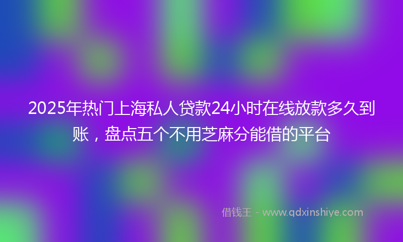 2025年热门上海私人贷款24小时在线放款多久到账，盘点五个不用芝麻分能借的平台