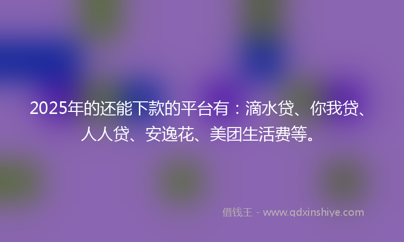 2025年的还能下款的平台有：滴水贷、你我贷、人人贷、安逸花、美团生活费等。