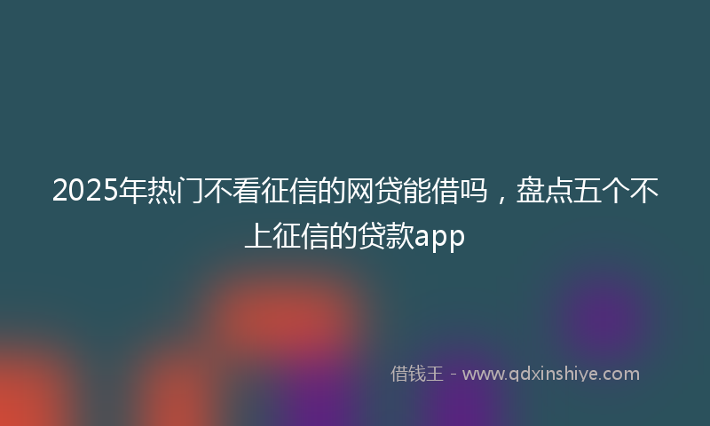 2025年热门不看征信的网贷能借吗，盘点五个不上征信的贷款app