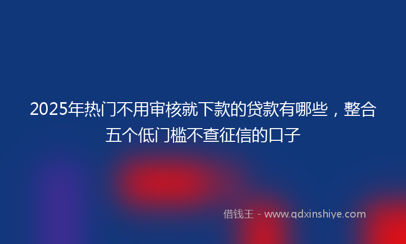 2025年热门不用审核就下款的贷款有哪些，整合五个低门槛不查征信的口子