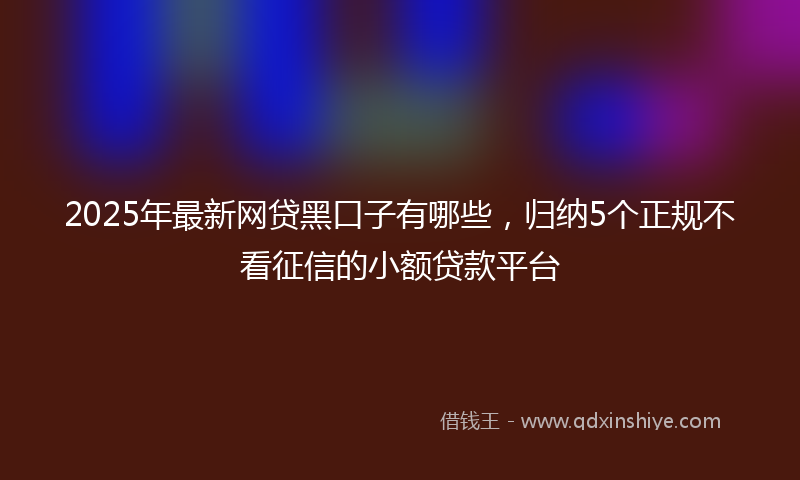2025年最新网贷黑口子有哪些，归纳5个正规不看征信的小额贷款平台