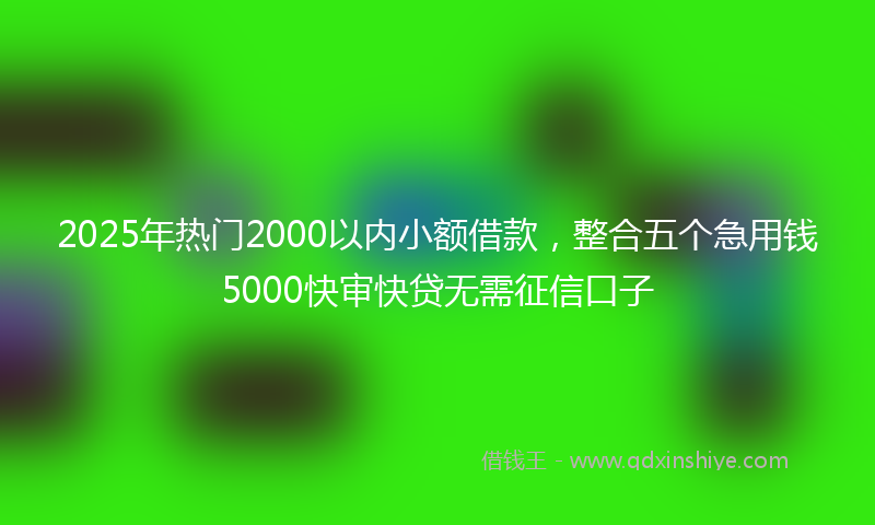 2025年热门2000以内小额借款，整合五个急用钱5000快审快贷无需征信口子