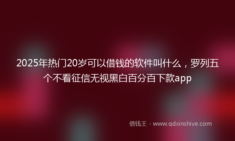 2025年热门20岁可以借钱的软件叫什么，罗列五个不看征信无视黑白百分百下款app