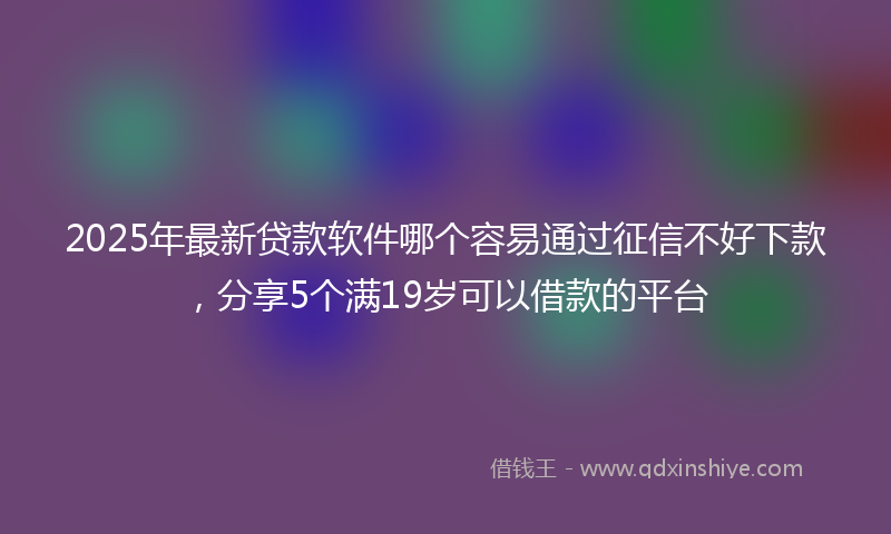 2025年最新贷款软件哪个容易通过征信不好下款，分享5个满19岁可以借款的平台
