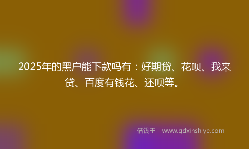 2025年的黑户能下款吗有:好期贷、花呗、我来贷、百度有钱花、还呗等。