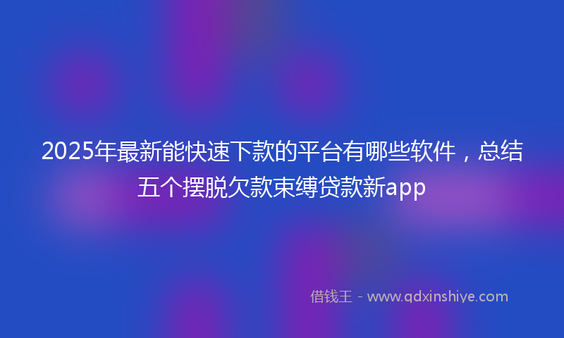 2025年最新能快速下款的平台有哪些软件，总结五个摆脱欠款束缚贷款新app