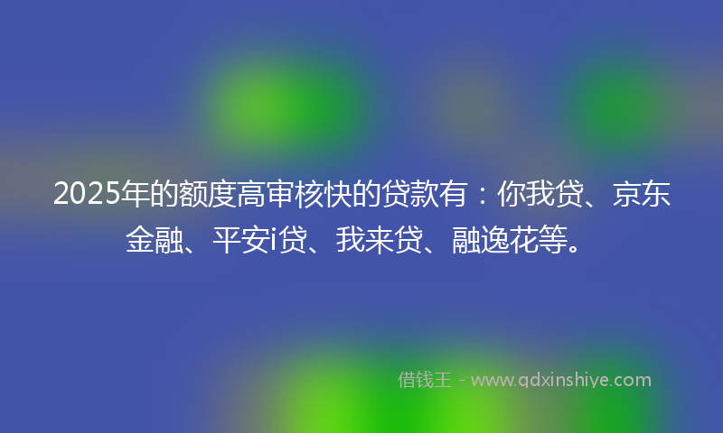 2025年的额度高审核快的贷款有：你我贷、京东金融、平安i贷、我来贷、融逸花等。