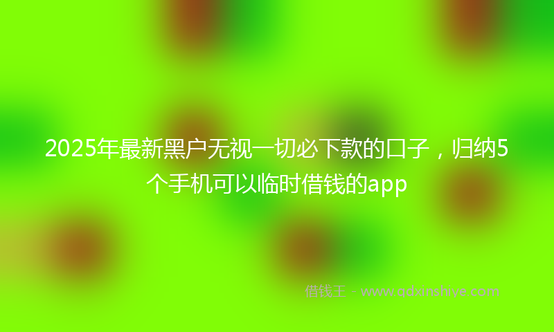 2025年最新黑户无视一切必下款的口子,归纳5个手机可以临时借钱的app