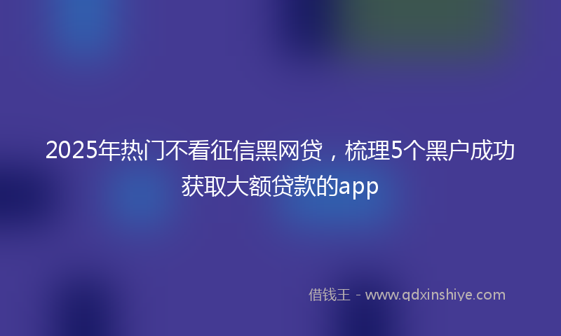 2025年热门不看征信黑网贷，梳理5个黑户成功获取大额贷款的app