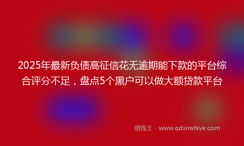 2025年最新负债高征信花无逾期能下款的平台综合评分不足，盘点5个黑户可以做大额贷款平台
