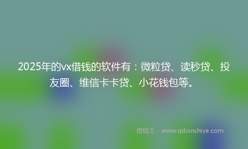 2025年的vx借钱的软件有：微粒贷、读秒贷、投友圈、维信卡卡贷、小花钱包等。