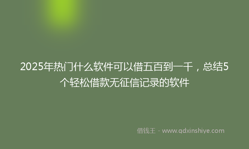 2025年热门什么软件可以借五百到一千，总结5个轻松借款无征信记录的软件
