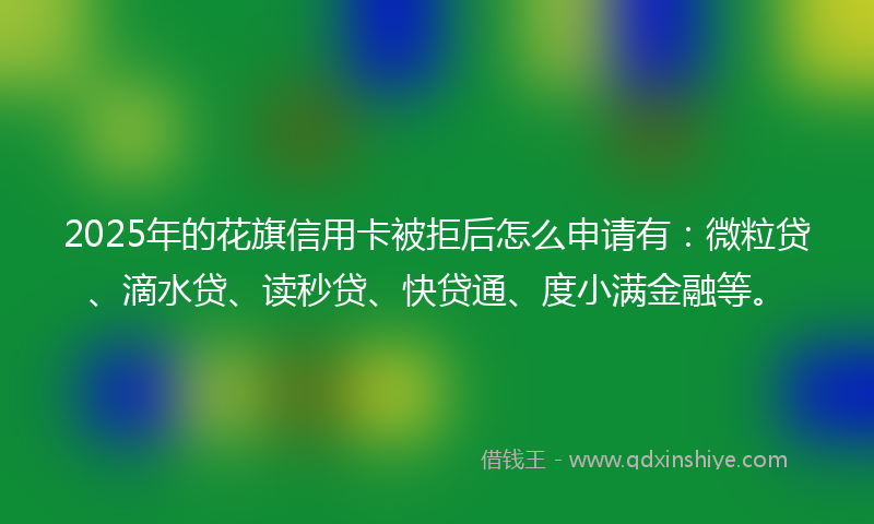 2025年的花旗信用卡被拒后怎么申请有：微粒贷、滴水贷、读秒贷、快贷通、度小满金融等。
