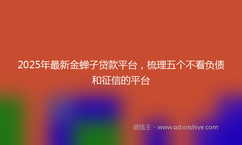 2025年最新金蝉子贷款平台，梳理五个不看负债和征信的平台