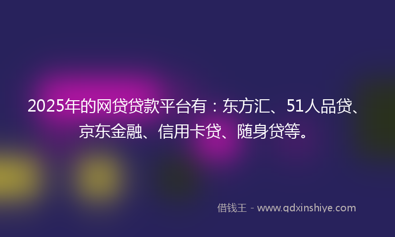 2025年的网贷贷款平台有：东方汇、51人品贷、京东金融、信用卡贷、随身贷等。