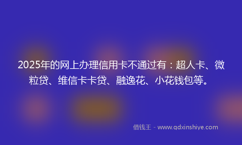 2025年的网上办理信用卡不通过有：超人卡、微粒贷、维信卡卡贷、融逸花、小花钱包等。