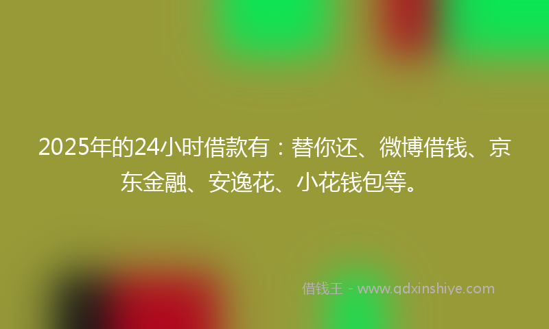 2025年的24小时借款有：替你还、微博借钱、京东金融、安逸花、小花钱包等。