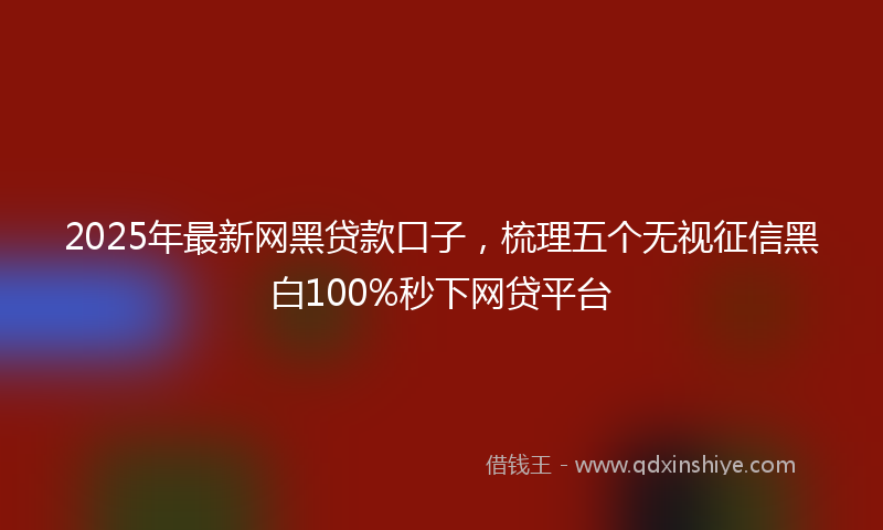 2025年最新网黑贷款口子，梳理五个无视征信黑白100%秒下网贷平台