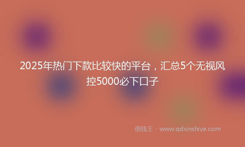2025年热门下款比较快的平台，汇总5个无视风控5000必下口子