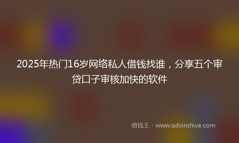 2025年热门16岁网络私人借钱找谁，分享五个审贷口子审核加快的软件