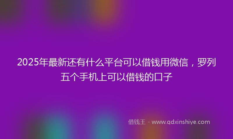 2025年最新还有什么平台可以借钱用微信，罗列五个手机上可以借钱的口子