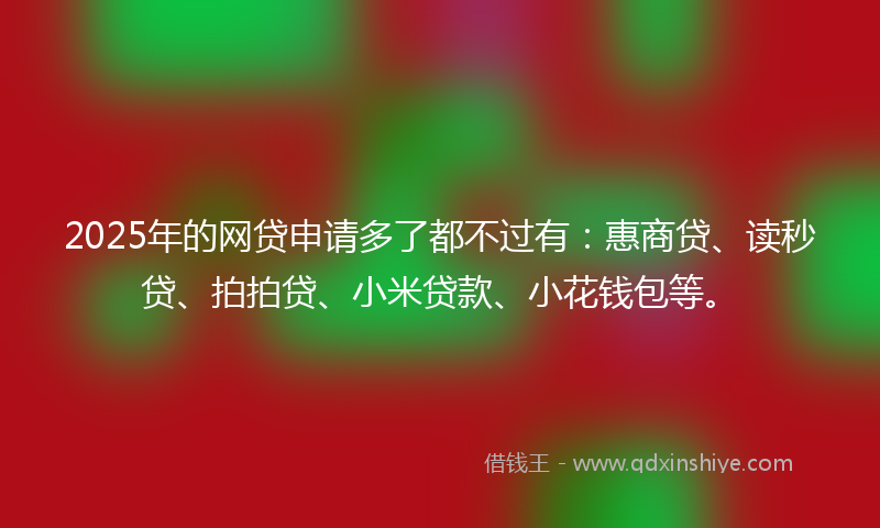 2025年的网贷申请多了都不过有：惠商贷、读秒贷、拍拍贷、小米贷款、小花钱包等。