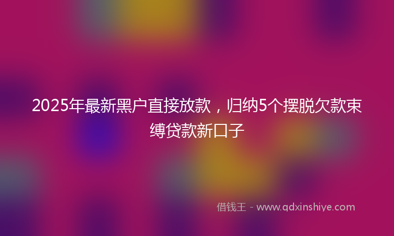 2025年最新黑户直接放款，归纳5个摆脱欠款束缚贷款新口子