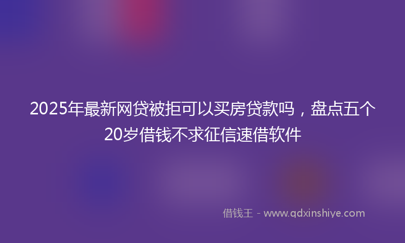2025年最新网贷被拒可以买房贷款吗，盘点五个20岁借钱不求征信速借软件