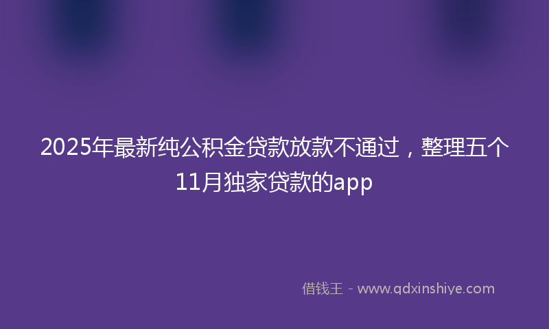 2025年最新纯公积金贷款放款不通过，整理五个11月独家贷款的app