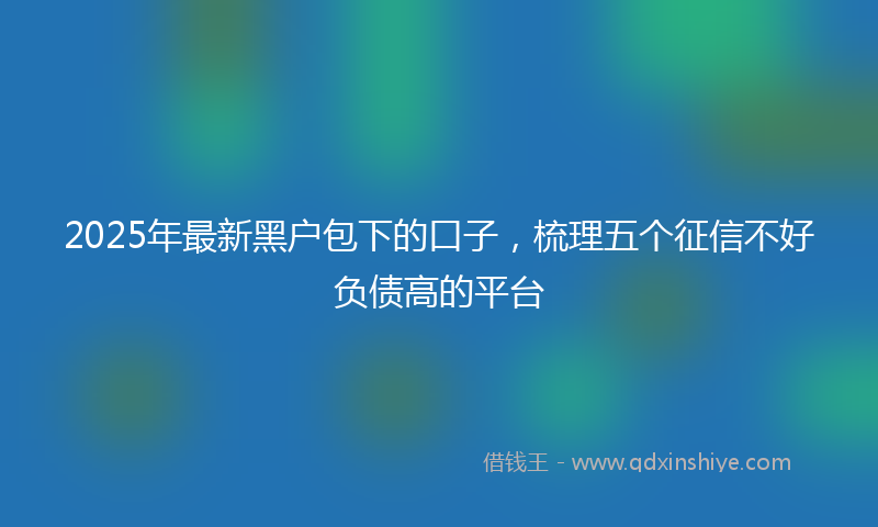 2025年最新黑户包下的口子，梳理五个征信不好负债高的平台