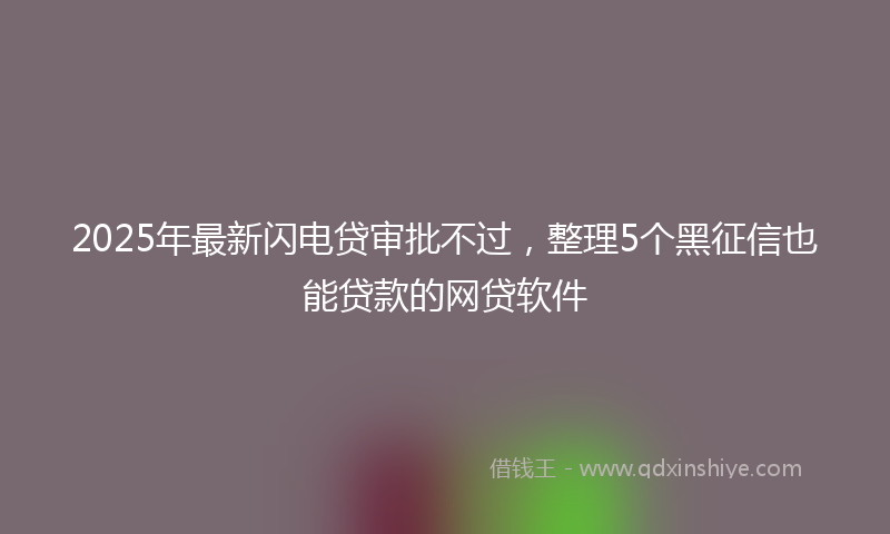2025年最新闪电贷审批不过，整理5个黑征信也能贷款的网贷软件