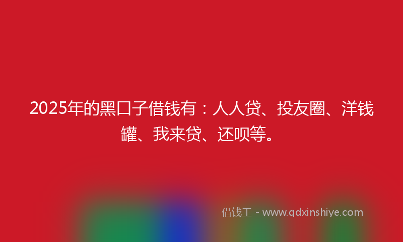 2025年的黑口子借钱有：人人贷、投友圈、洋钱罐、我来贷、还呗等。