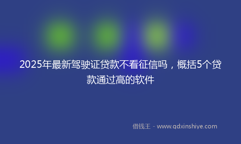 2025年最新驾驶证贷款不看征信吗，概括5个贷款通过高的软件