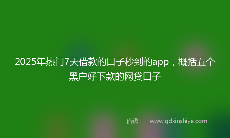 2025年热门7天借款的口子秒到的app，概括五个黑户好下款的网贷口子