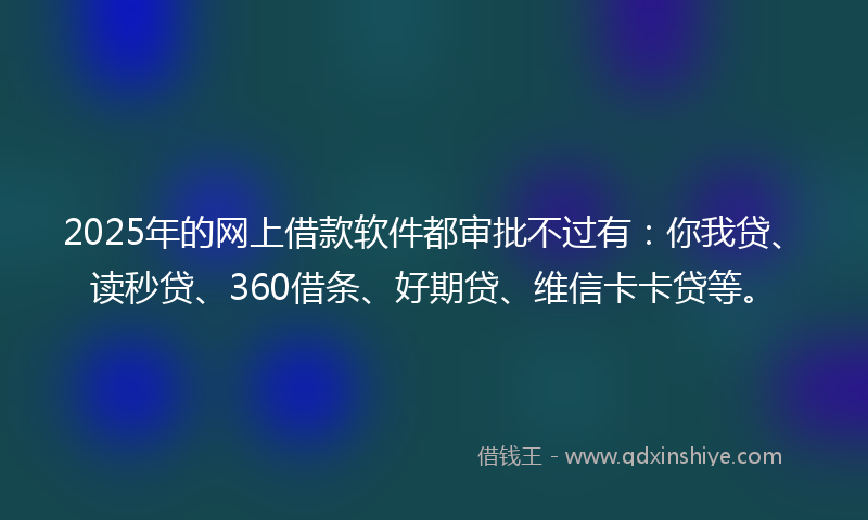 2025年的网上借款软件都审批不过有：你我贷、读秒贷、360借条、好期贷、维信卡卡贷等。
