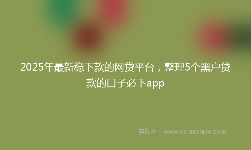 2025年最新稳下款的网贷平台，整理5个黑户贷款的口子必下app