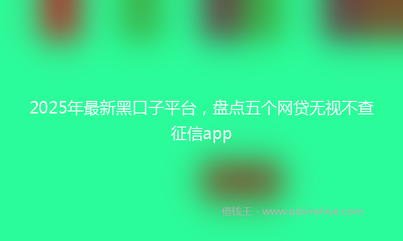 2025年最新黑口子平台，盘点五个网贷无视不查征信app