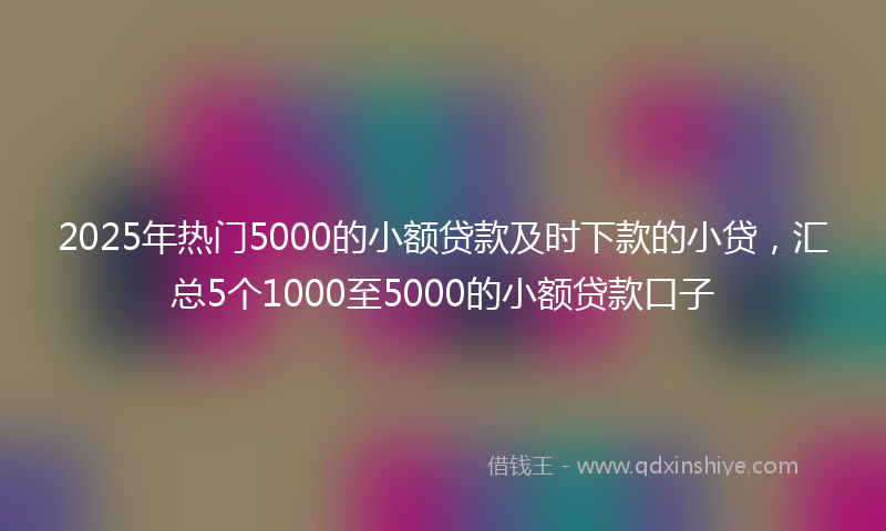 2025年热门5000的小额贷款及时下款的小贷，汇总5个1000至5000的小额贷款口子