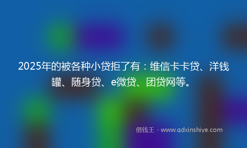 2025年的被各种小贷拒了有：维信卡卡贷、洋钱罐、随身贷、e微贷、团贷网等。
