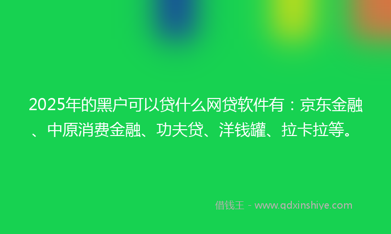 2025年的黑户可以贷什么网贷软件有：京东金融、中原消费金融、功夫贷、洋钱罐、拉卡拉等。