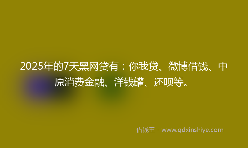 2025年的7天黑网贷有：你我贷、微博借钱、中原消费金融、洋钱罐、还呗等。